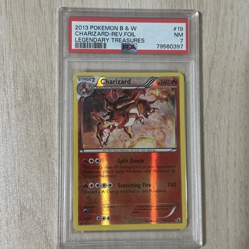2013 POKEMON B&W LEGEND TREASURES #19 CHARIZARD-REVERSE FOIL PSA 7