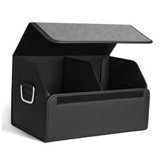 Suede Leather Trunk Organizer, Large Capacity Soft Car Organizers and Big Grey