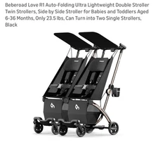 BEBEROAD LOVE R1 AUTO FOLDING ULTRA LIGHTWEIGHT TRAVEL DOUBLE STROLLER