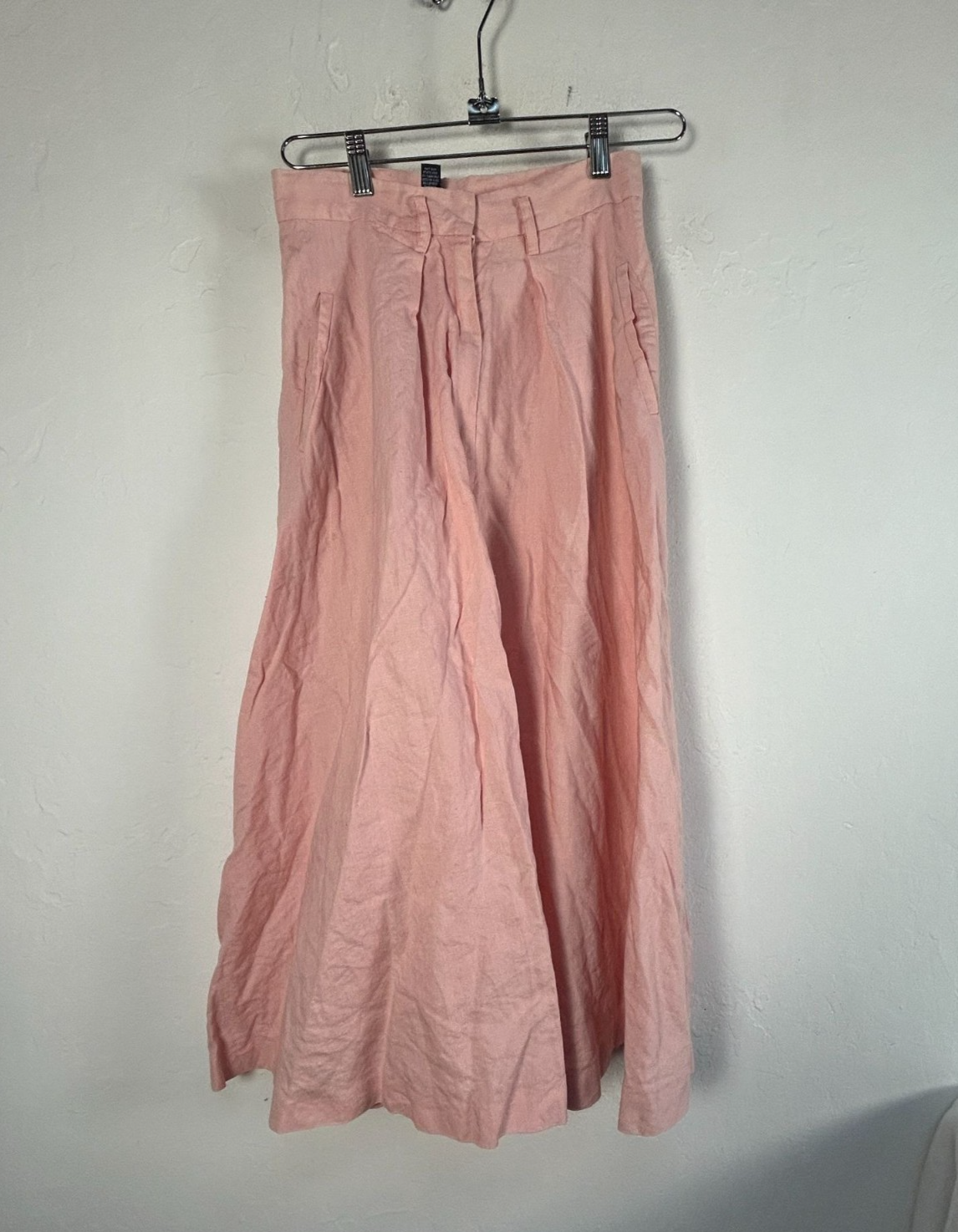 Ralph Lauren Womens 100% Linen A-Line Midi Skirt Size 4 Pink Pockets Casual