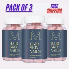 Hair Skin and Nails Gummies, Vegan biotin Vitamins, Healthy Hair- Pack of 3