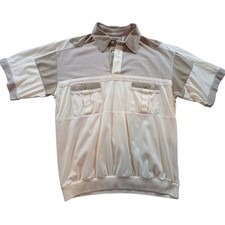 Classics by Palmland Polo Shirt Mens Medium Tan Colorblock Banded Bottom Vintage