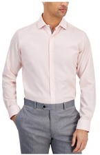 Bar III Men's Slim Fit Dress Shirt Large 16-16.5 Long Sleeve Pink Cotton Blend