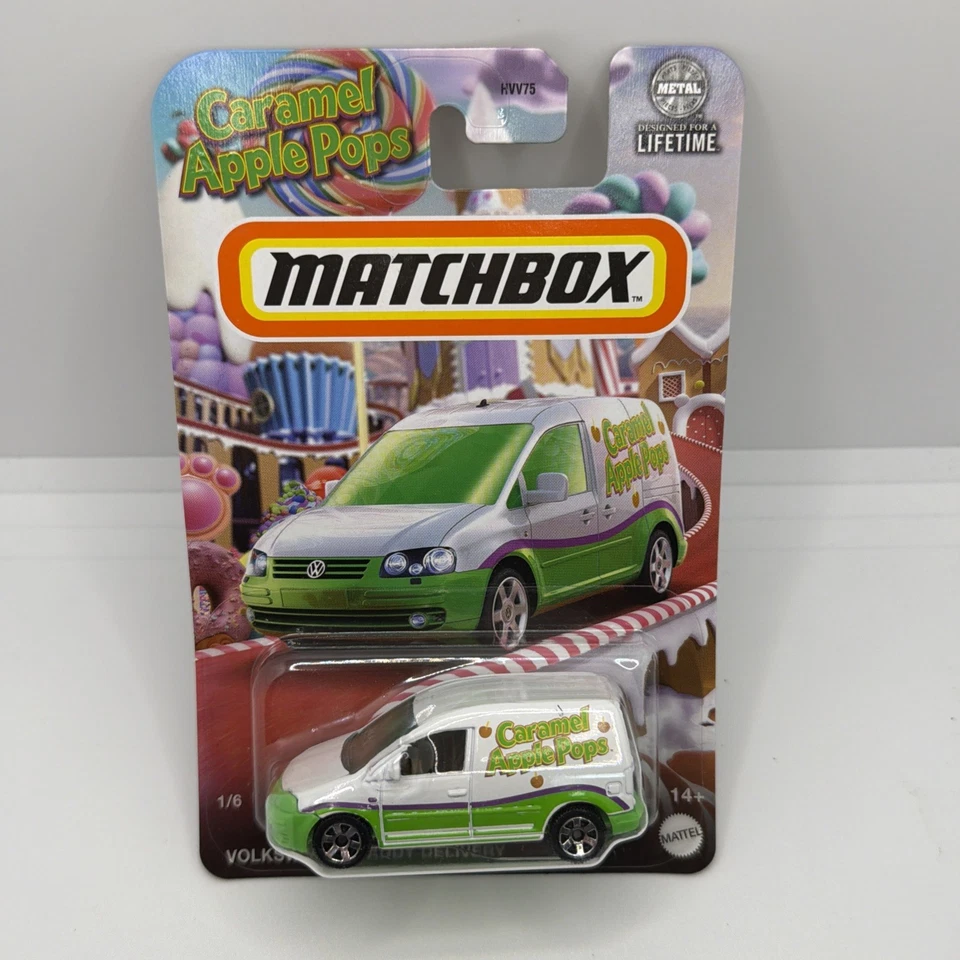 Matchbox Volkswagen Caddy Delivery 1/6 Caramel Apple Pops Car Mattel NEW VW - Image 2 of 3