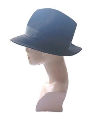 Chapeau Ancien Homme Feutre Fedora Style Borsalino Marque Skoczow T 57. - Photo 1/4