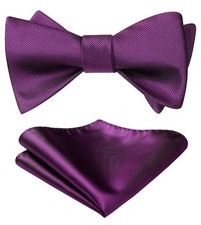Bow Ties for Men Purple Bow Tie Self Tie and Pocket Square Set Formal Soild M...