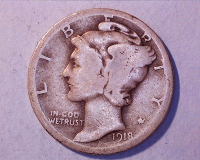 1918-S  Mercury Head Silver Dime  **129-6A