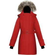 Triple F.A.T. Goose Women's Parka with Belt Waterproof Olevia Fur Down Red XS