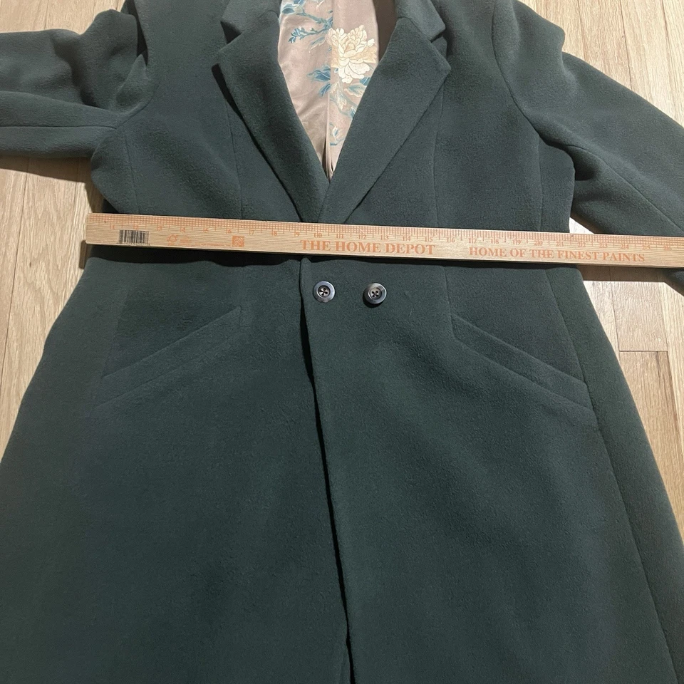 Peruvian Connection Decades Alpaca Wool Long Button Coat Women 16 Green Gold - Image 4 of 4