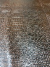 Brown Crocodile Print Leather Hide Piece Backing Shown Upholstery 42-52 inch
