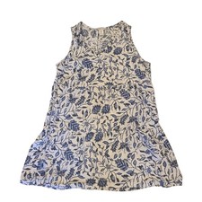 Rachel Zoe Linen Tiered Mini Dress Blue Gray Floral Size Large