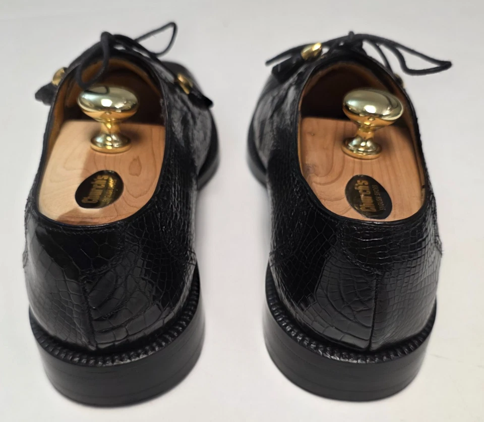 CHUCH'S Alligator Leather Lace Up Cap Toe Shoes Men's 9 M Black Exotic Lizard - Image 4 of 4