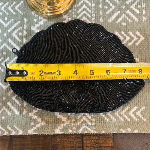 Vintage Magid Black Beaded Clutch 90s Evening Formal Cocktail Bag - Picture 5 of 8