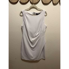 Karl Lagerfeld Paris White Sleeveless Ruched Sheath Dress Size 12 Boat Neck