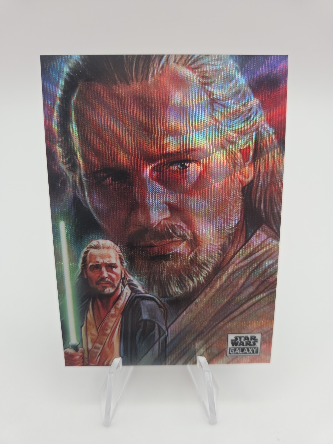 2021 Topps Star Wars Galaxy Chrome #38 Qui-Gon Jinn Wave Refractor 80/99