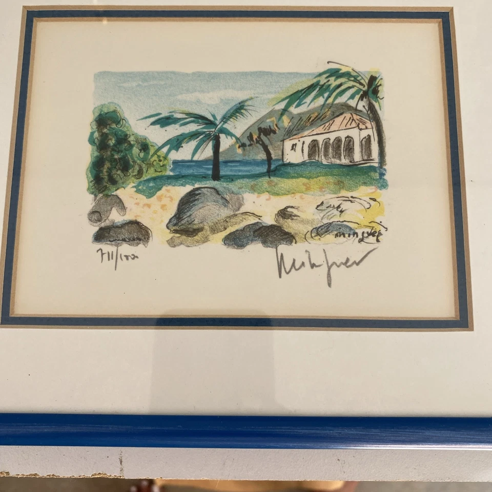 Impresión litográfica original Alexandre Minguet refrendada #711/1000 enmarcada mate Foto 2 de 4