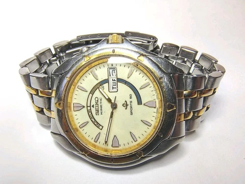 Vintage Seiko Kinetic Sports 50 Watch Two Tone