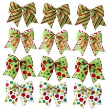 12pcs Christmas Bows Ornaments 6.3 Inch Large Christmas Tree Bows Red Style 5