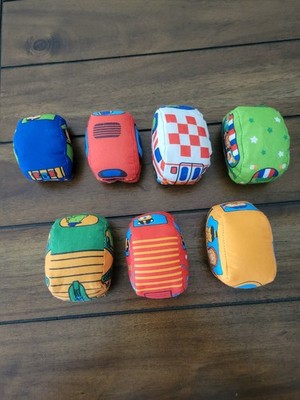 Melissa & Doug Baby Lot Of 7 Take Along Town Soft Cars Rattle Crinkle Squeak Toy