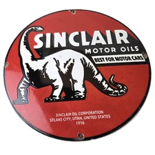 Vintage Sinclair Gasoline Sign - Motor Oils For Cars Gas Pump Porcelain Sign