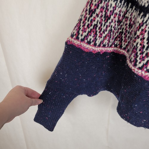 Nuevo Sleeping on Snow Anthroplogía Midland Azul Fair Isle Poncho Suéter Talla XS/S - Imagen 5 de 11