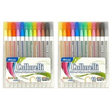 24 PK Glitter Colored Gel Pens Art Set School 1 Count Pack of 24 , Blue