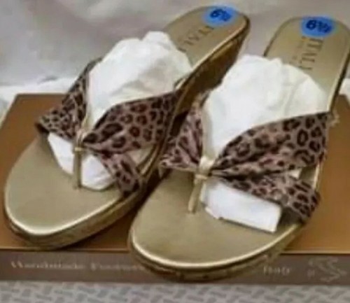 ITALIAN SHOEMAKER WILD PLATINUM ANIMAL PRINT SANDAL SIZE 6.5 NIB