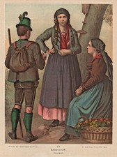Steiermark Tracht Original Farblithografie Kretschmer 1880