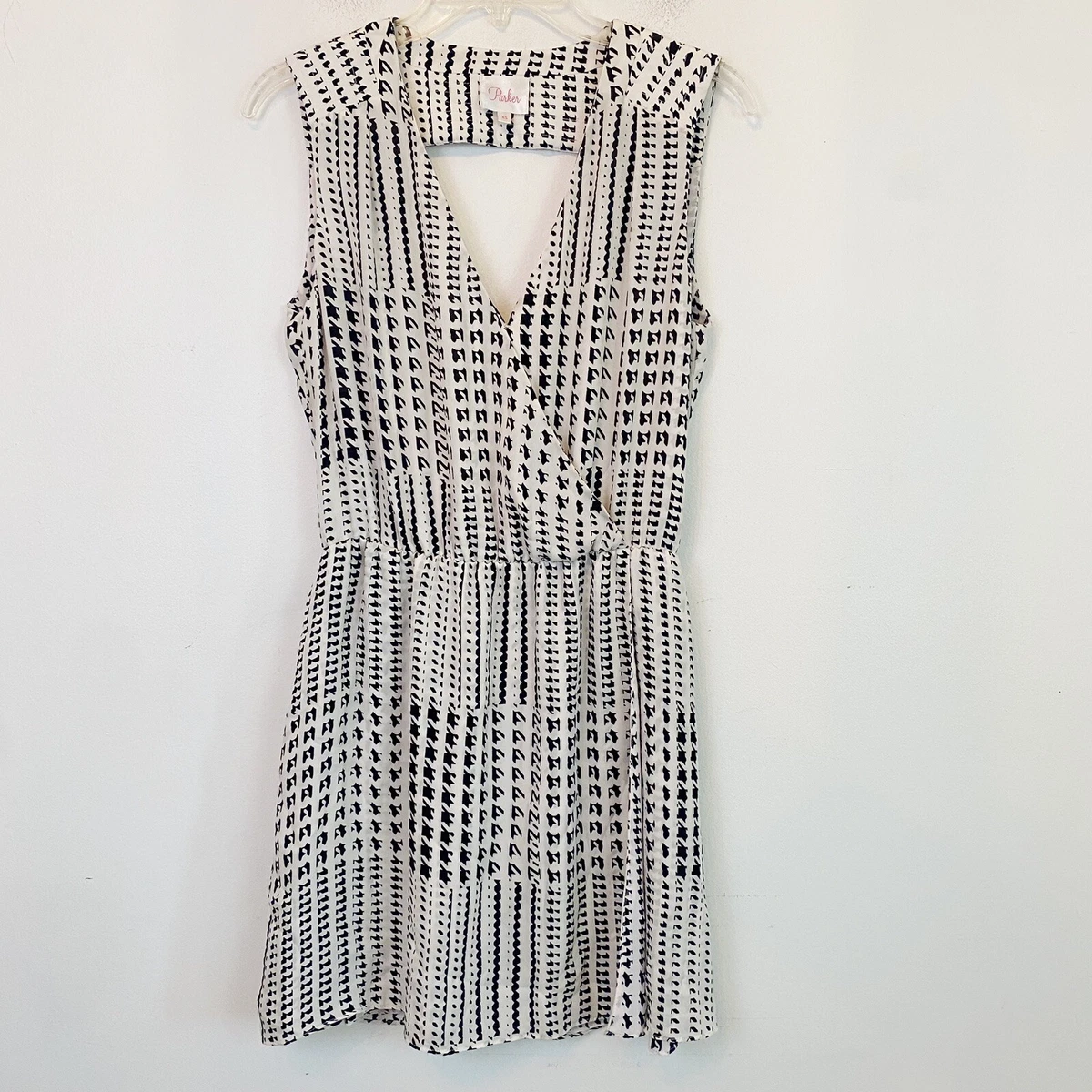 PARKER 100% silk black and white silk mini dress | eBay
