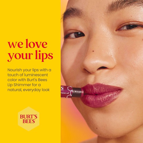 Burt's Bees Plum Lip Shimmer Pack of 4 Natural Moisturizing Lip Balm 0.09 Oz - Picture 4 of 14