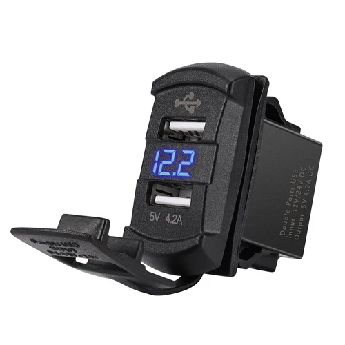 Interruptor basculante cargador coche doble puerto USB de 12 V puerto de carga con voltímetro digital - Imagen 1 de 7
