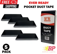 Ever Ready Flat Solid Pocket-Size Duct Tape 1.88" x 5yd Black - 5 Pack
