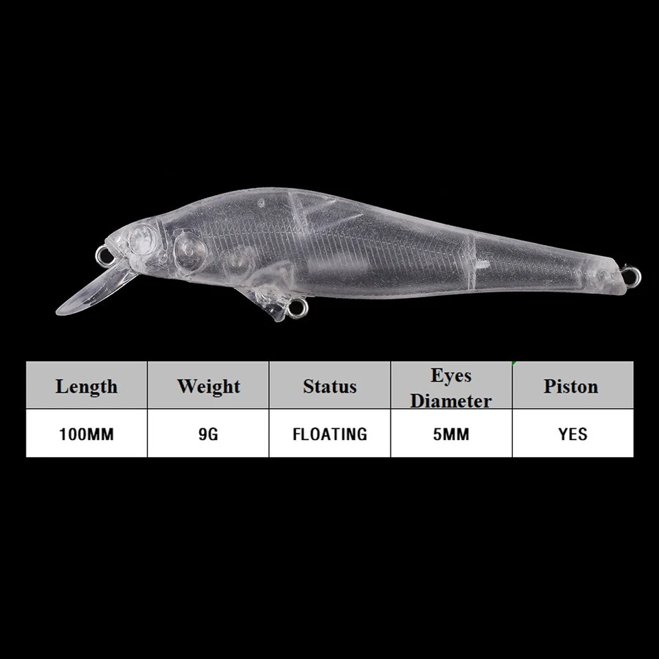 20 PIEZAS 10 CM 9G Flotante Largo Fundido Minnow Hágalo Usted Mismo Cebo Sin Pintar Señuelo de Pesca en Blanco Foto 2 de 4