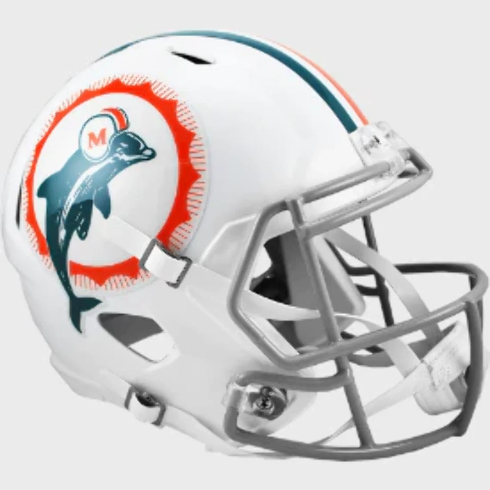 Miami Dolphins Full Size Speed Replica Football Helmet Tribute - NFL.