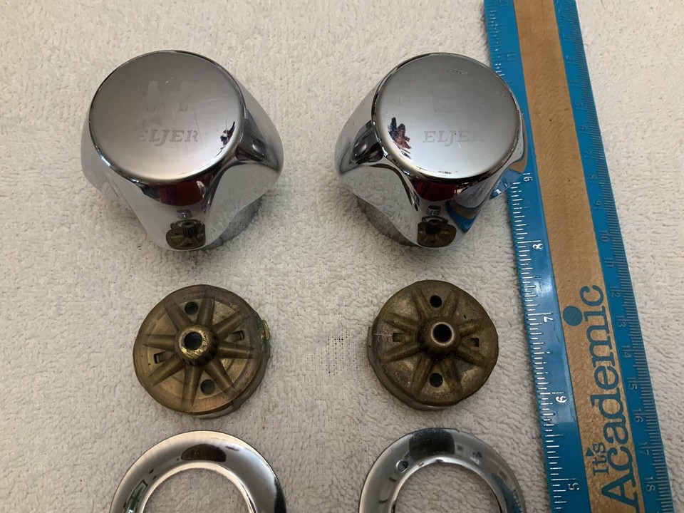 Vintage 1970s Eljer Solid Shiny Chrome Brass Bathroom Faucet Handles | eBay