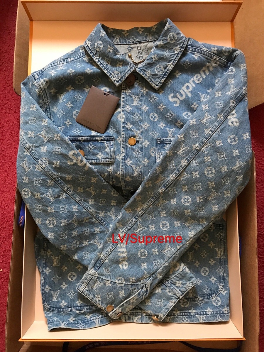 Louis Vuitton x Supreme Denim Barn Jacket Size 48—free shipping | eBay