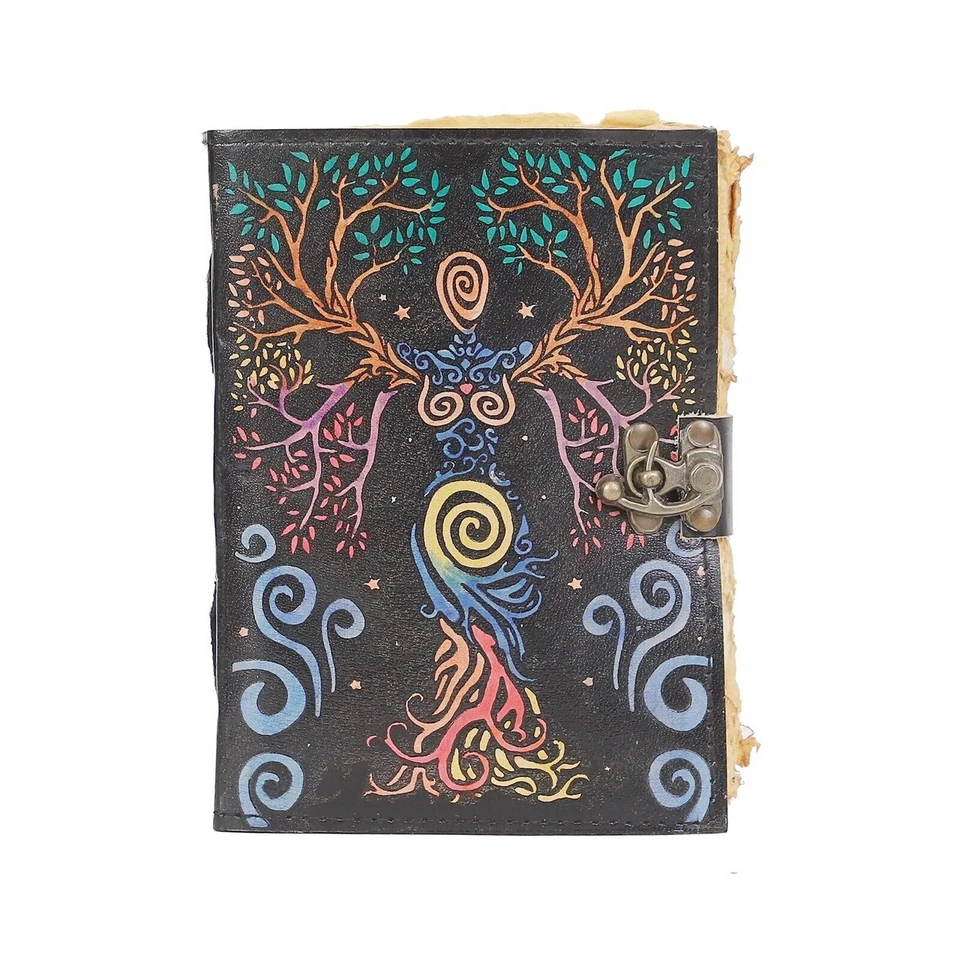 Blank Book Of Shadows Journal With Lock Vintage Handmade Leather Diary Halloween - Image 4 of 4