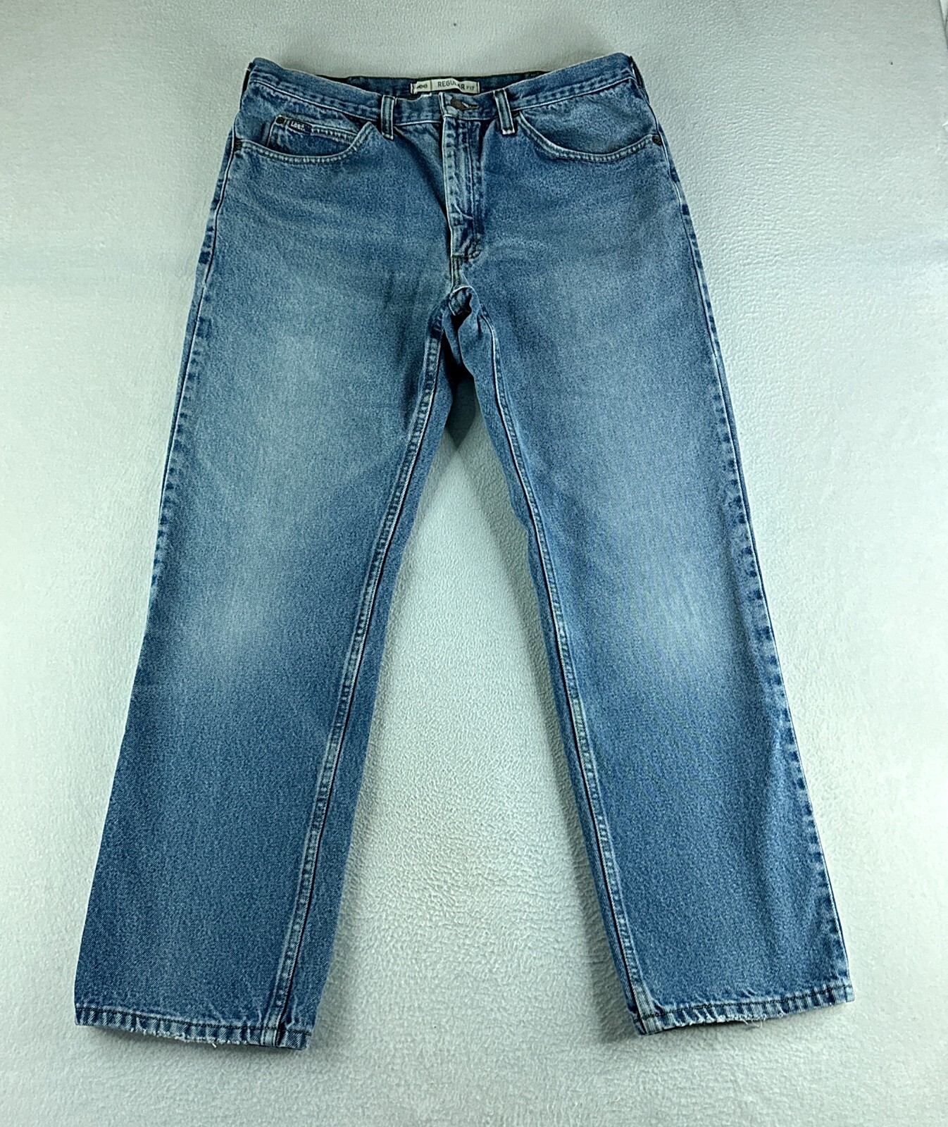 Lee Mens Blue Tag Straight Jeans 38x32 36x31 Medium Wash Regular Fit