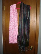 Vanity BOGO Scarf Black Fringe Hot Pink White Infinity Scarves Wrap LOT