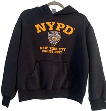 NYPD Hoodie Yellow Print Officially Licensed Sweatshirt Navy Blue Pullon SZ M