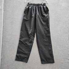 Nike Men Activewear Track Pants Medium Gray Windbreaker Swoosh Logo Pockets READ