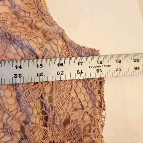 Sans Souci Pink Floral Sleeveless Split Back Blouse Juniors XL Lace Overlay Top - Picture 15 of 18
