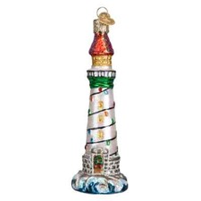 Old World Christmas HOLIDAY LIGHTHOUSE 20039 Glass Ornament w/ OWC Box