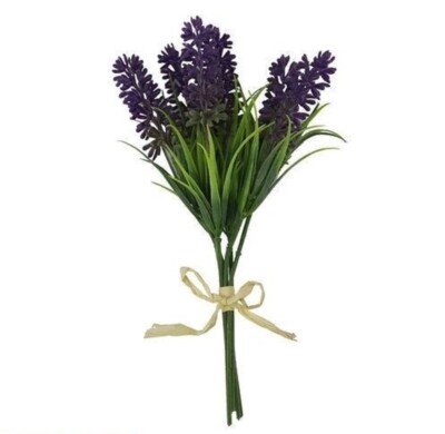 Künstlicher LAVENDEL Bündel Blumenstrauß Efeu Laub Blatt Heide Farn Gras Blume