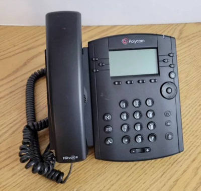 Polycom VVX300 VoIP PoE Office Business Desk Phone w/ Desktop Stand and Handset
