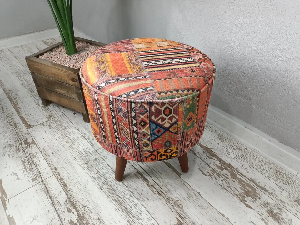 Ottoman Pouf 波希米亚长凳,梳妆椅,脚凳长凳,梳妆椅 — 第 3/4 张图片