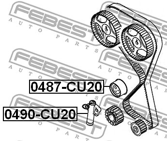 0487-CU20 FEBEST Tensioner Pulley, timing belt for ,CHRYSLER,DODGE,MITSUBISHI