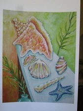 SEASHELLS' Perspective, Art Print, 11" x 14", Home Art, Bathroom, Den, Decor