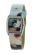 Girls casual DISNEY Minnie Mouse watch leather band, silver tone case MC1543