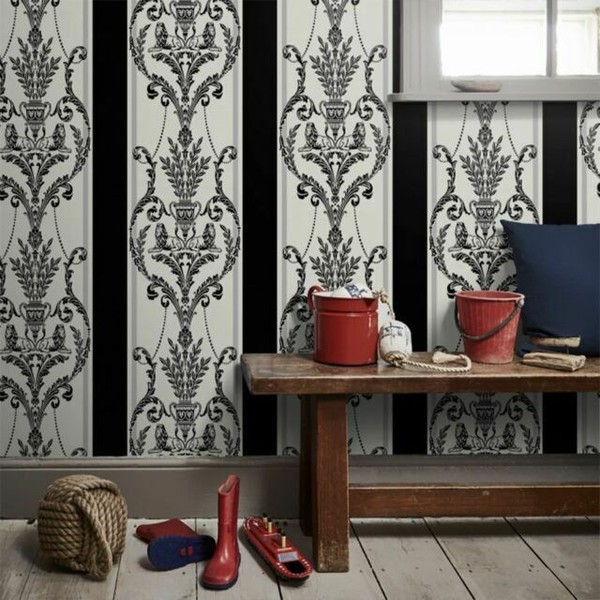 Leonardo Flock Damask Wallpaper Arthouse Black 952002 Feature Wall Decor for sale online eBay